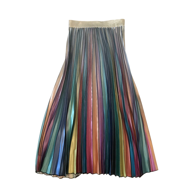 レトロでモダンなレインボーグラデーションサテン調スカート 0605 Club Zanetty