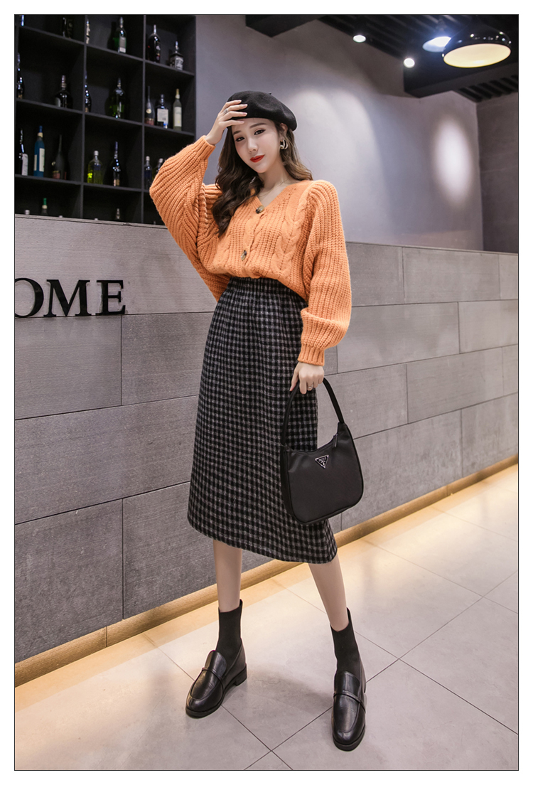 膝丈スカート チェック柄スカート レディース スカート ボトムス 春 秋 冬 10代 代 30代 40代 チェック 格子縞 ハイウエスト Aライン ブラウン 黒 ブラック タイト 千鳥格子 ウール カジュアル 大人 シンプル スカート コーデ スリット 通勤 オフィス Ol 通学