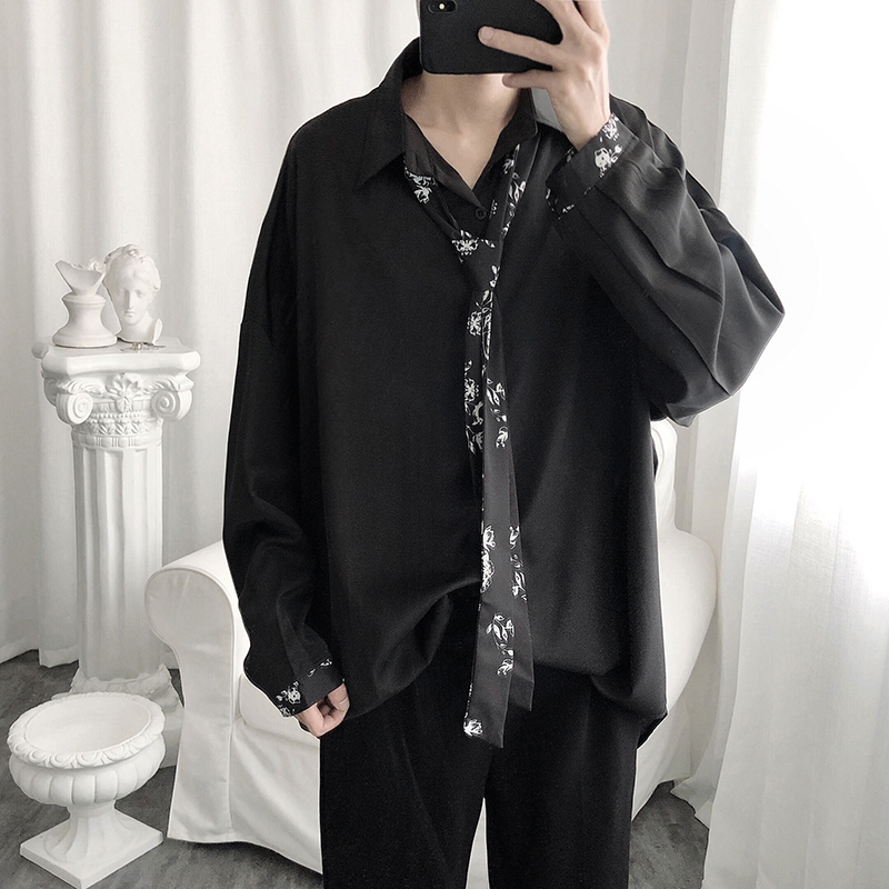 ゴスロリ シャツ ネクタイ付 病み可愛い ユニセックス モード系 黒コーデ 原宿系 10代 代 天使と悪魔 サブカル系ファッション Seasonz