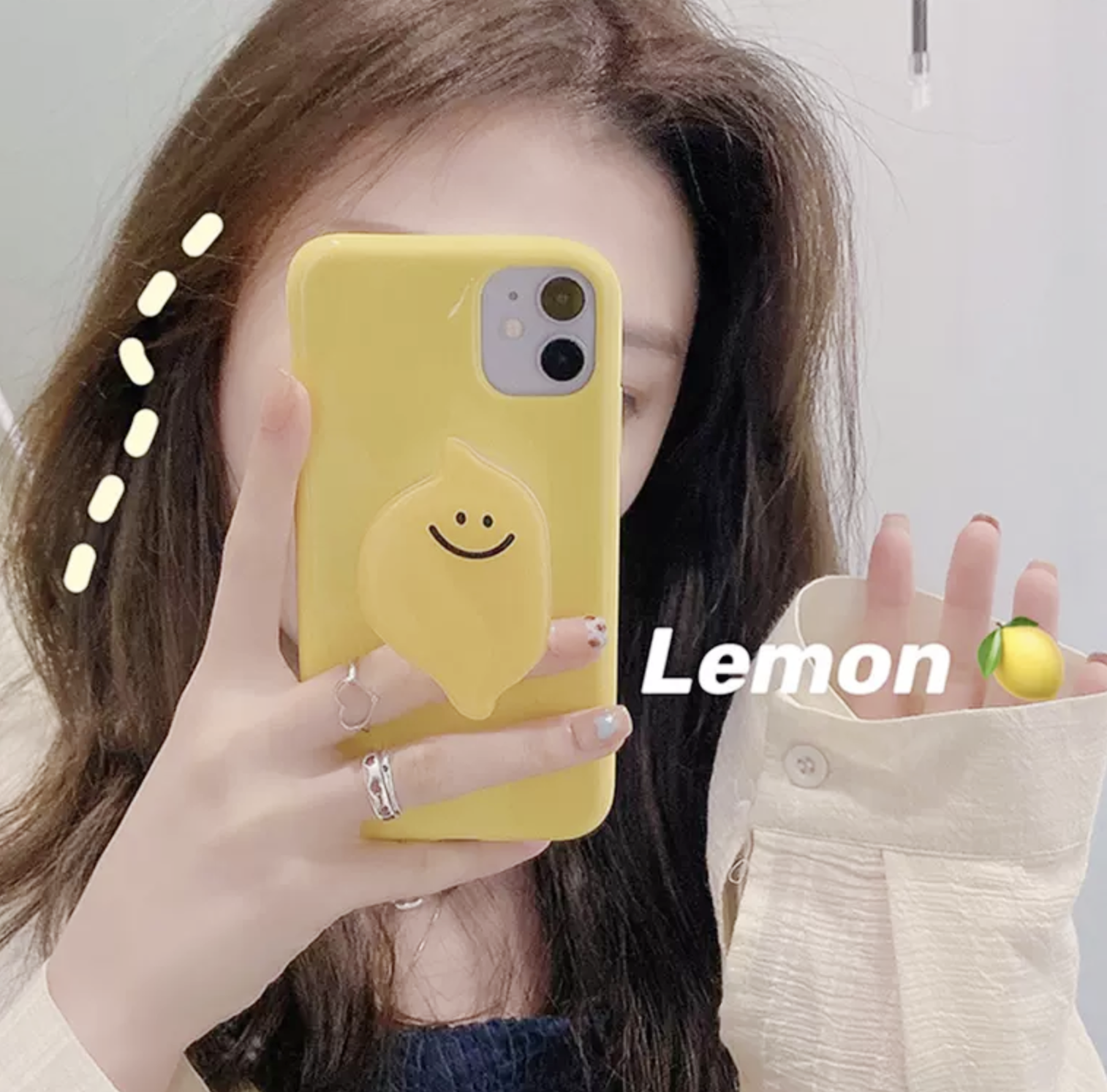 送料無料 爽やか レモン Iphoneケース ソケット フック 落下防止 立体 可愛い ポップ ケース Lamitte Deco トレンド 韓国ファッション ショップ