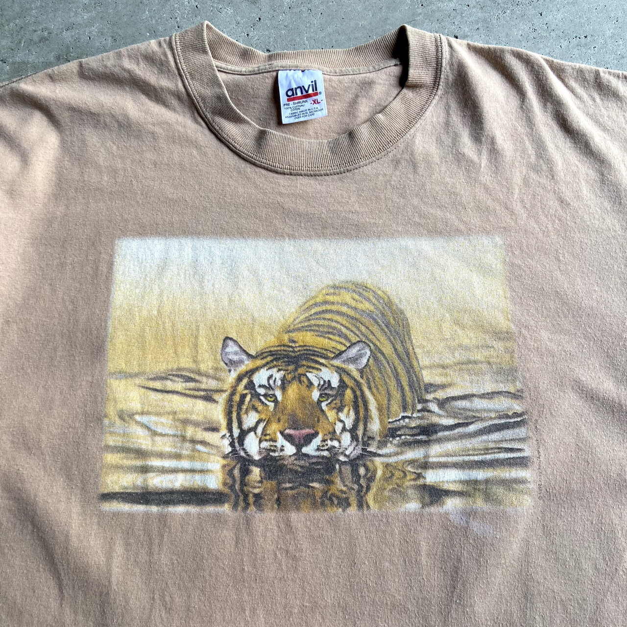 90年代 Usa製 トラ アニマルプリントtシャツ メンズxl 古着 90s ビンテージ ヴィンテージ 動物 虎 ベージュ Tシャツ Sa2107 Cave 古着屋 公式 古着通販サイト