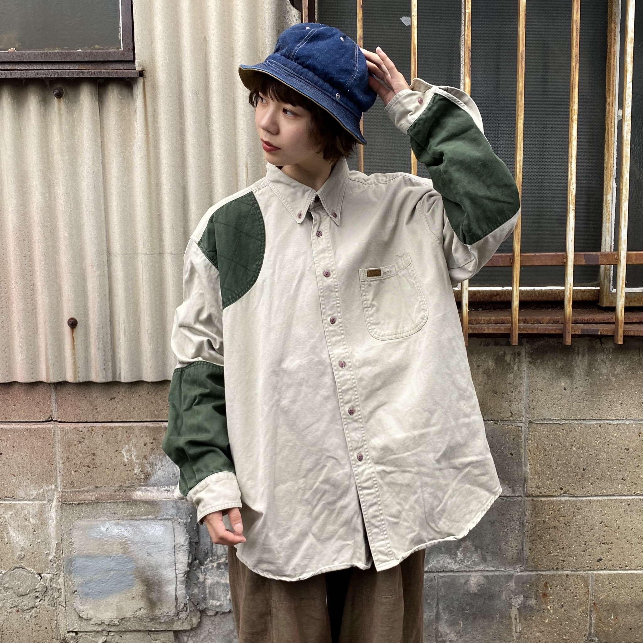 Woolrich ウールリッチ ハンティングシャツ 長袖シャツ 切り替え ベージュ カーキ メンズxl 古着 長袖シャツ Cave 古着屋 公式 古着通販サイト