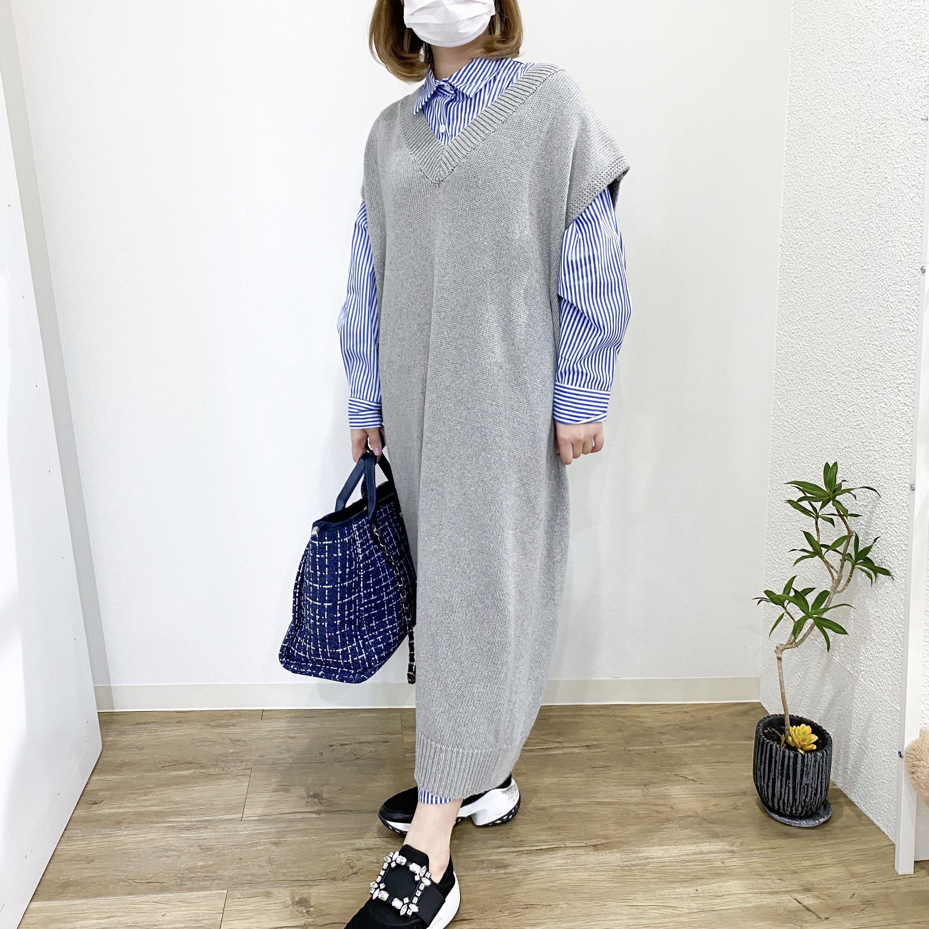 即納 O139 ニットベストワンピース Emmot