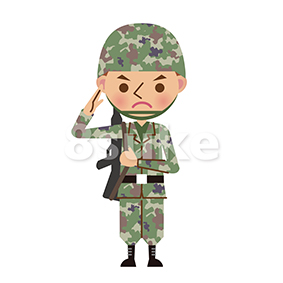 イラスト素材 銃を持って敬礼する自衛官 軍人 ベクター Jpg 8sukeの人物イラスト屋 かわいいベクター素材のダウンロード販売