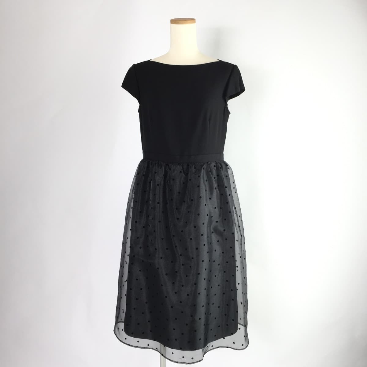 Kumikyoku Prier 組曲プリエ オーガンジーワンピース 水玉 フォーマル ドレス 半袖 黒 3 フクル ファッションブランド ユーズドセレクトショップ