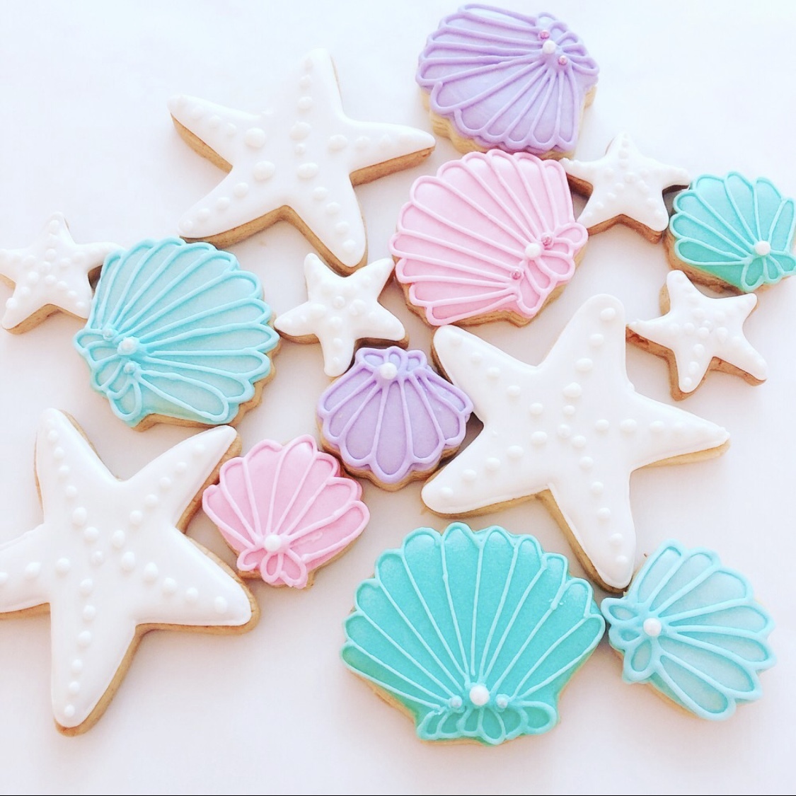 大きい貝殻とミニヒトデのアイシングクッキー Samuel Cookies サミュエルクッキーズ
