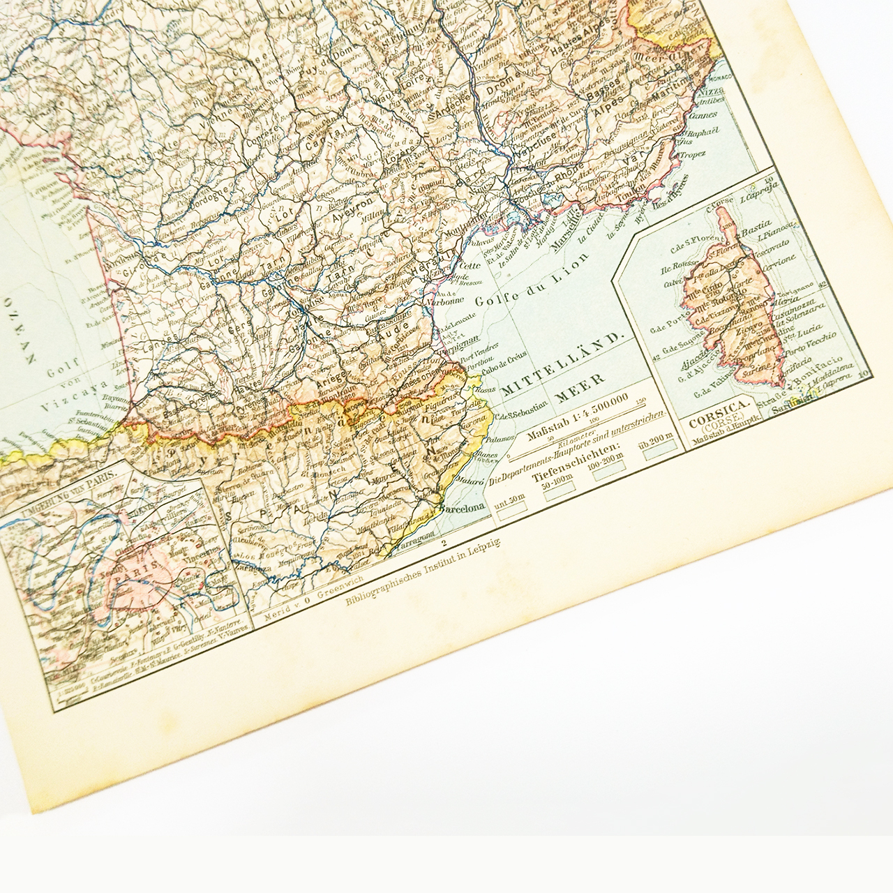フランス アンティークマップ 古地図 ビンテージ 地図 図版 マイヤー百科事典 1957 69 Backlane