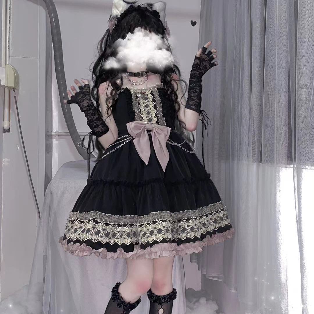 人気 ゴスロリ風 ホット Lolita 日常制服 痩せて見える ボウタイ ロリータワンピース Miyabi5