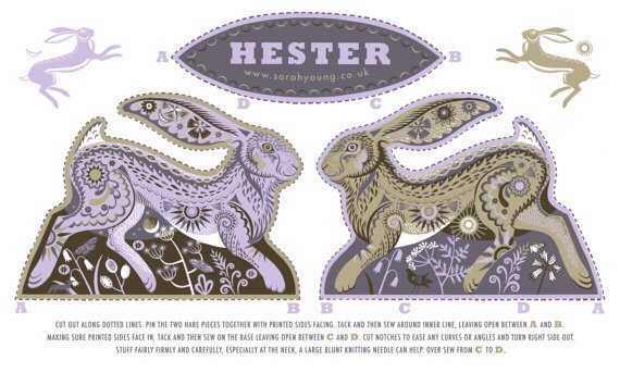 Hester The Hare Tea Towel Cloth Kit ぬいぐるみキット 布ポスター うさぎ ウサギ チル 工場