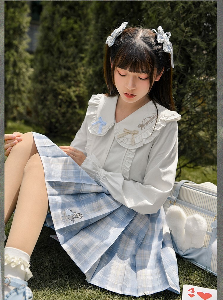 916 Jk制服 ディズニー アリス 公認 ロリータ チェック柄 プリーツスカート Esw9hb Lachouette