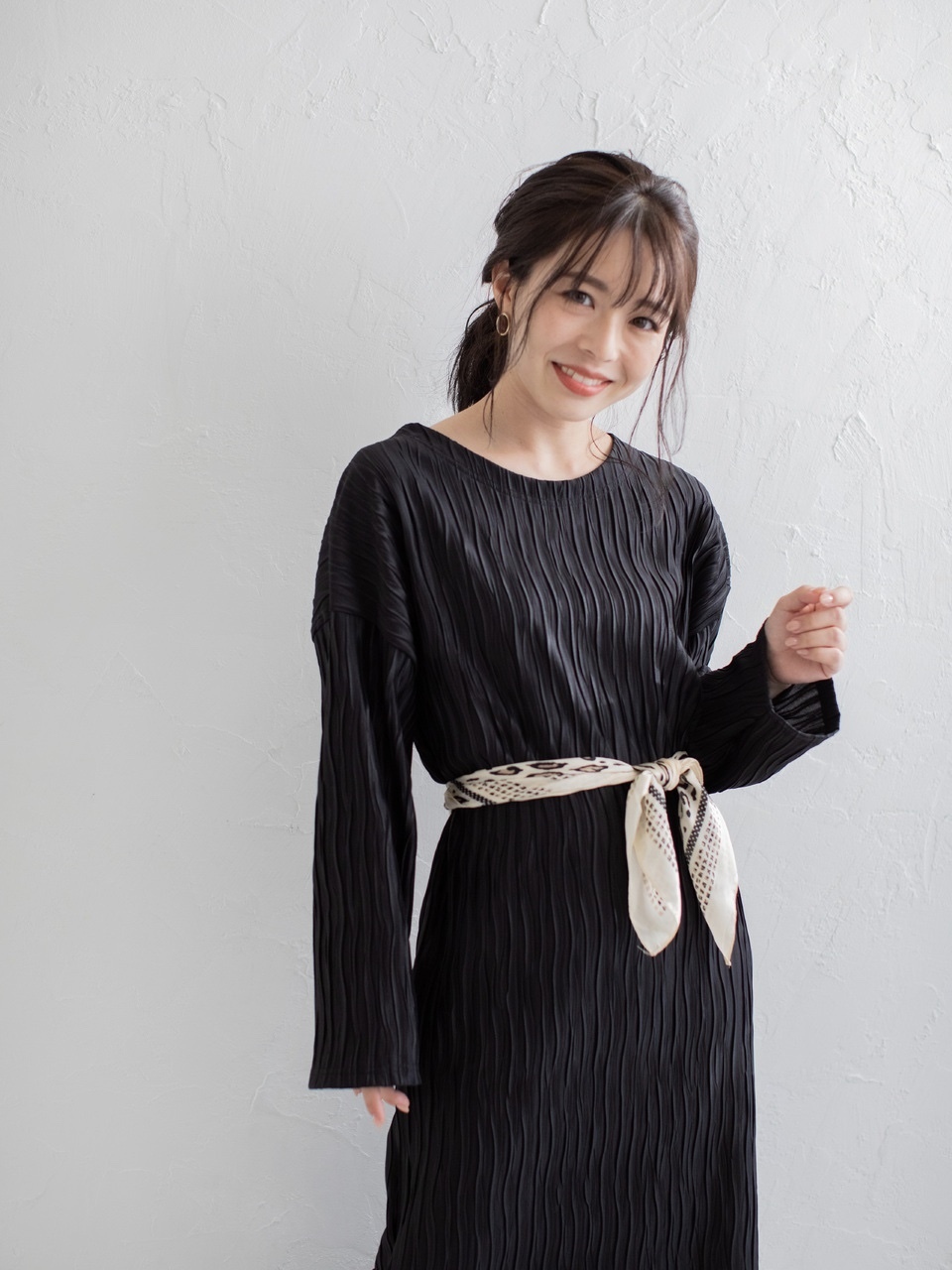 送料無料 期間限定price シワ加工スリットロングワンピース 長袖 Dais Y