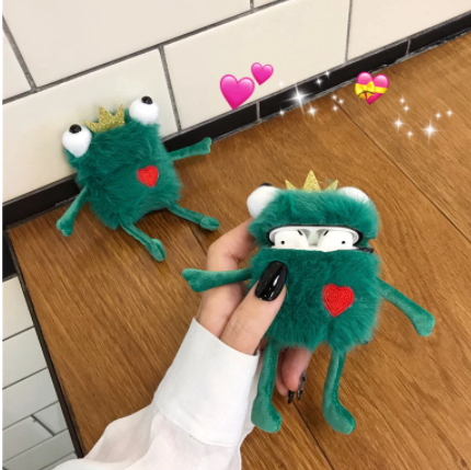 L0016 ぬいぐるみカエル王子クラウン Airpods 1 2 イヤホンケース Miiediyfox K Fam51