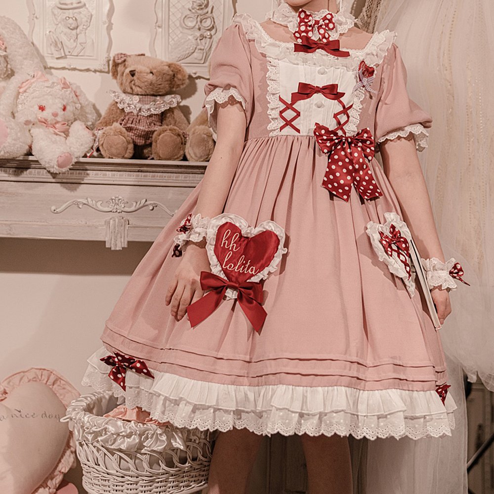 ロリィタキャンディーラブバブル半袖ワンピース ピンク Black Lotus