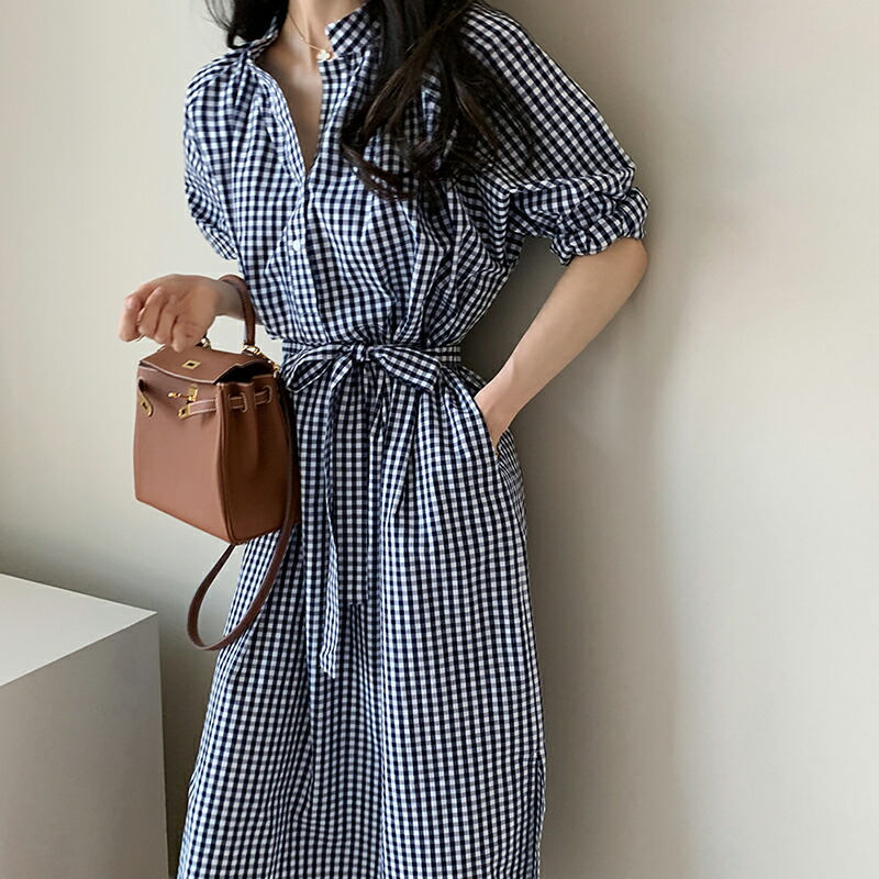 レディース ギンガムチェック ワンピース 春 夏 7分丈袖 2way Cocomomo Select レディース ギンガムチェック ワンピース 春 夏 7分丈袖 2way Cocomomo Select