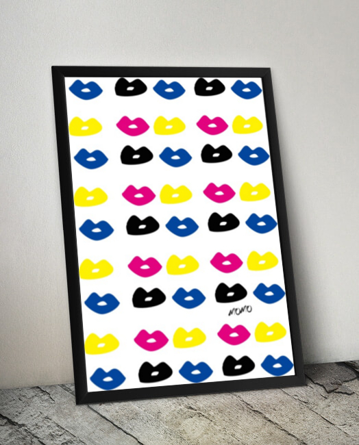 A1サイズ 唇 イラスト 大人可愛いおしゃれ ポスター ブラックフレーム Momoco Make Sense Art Gallery