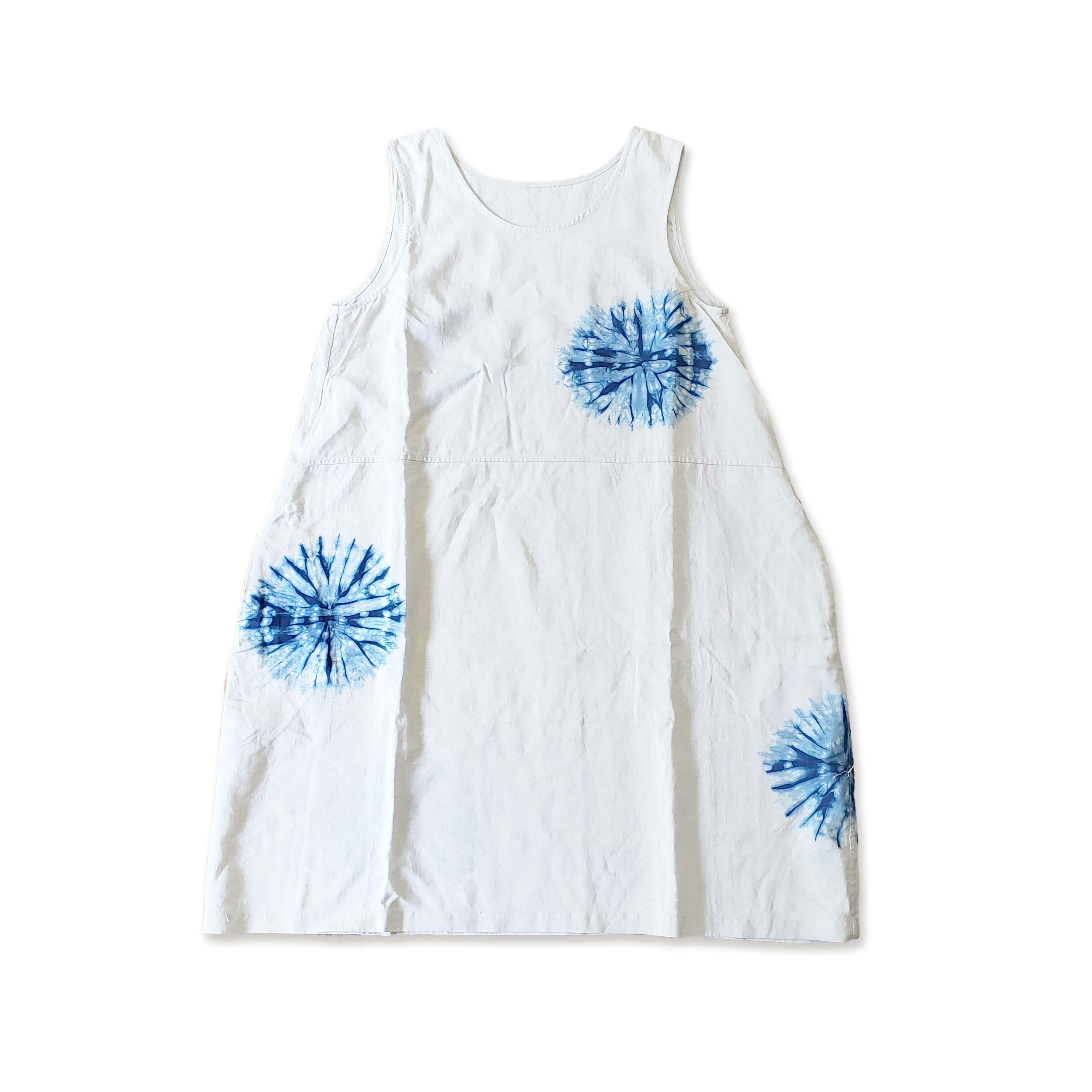 リネン ノースリーブ ワンピース Linen Sleeveless One Piece Dress 琉球藍染工房 ウメノコヤ Umenokoya