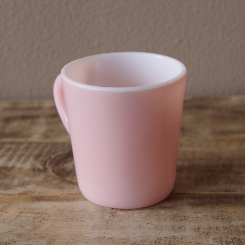 ヘーゼルアトラス Hazel Atlas ミルクガラス マグカップ バレルマグ ピンク 0717 2 ヴィンテージ 食器 レトロ アメリカ 雑貨 コーヒーカップ Flohmarkt フローマルクト