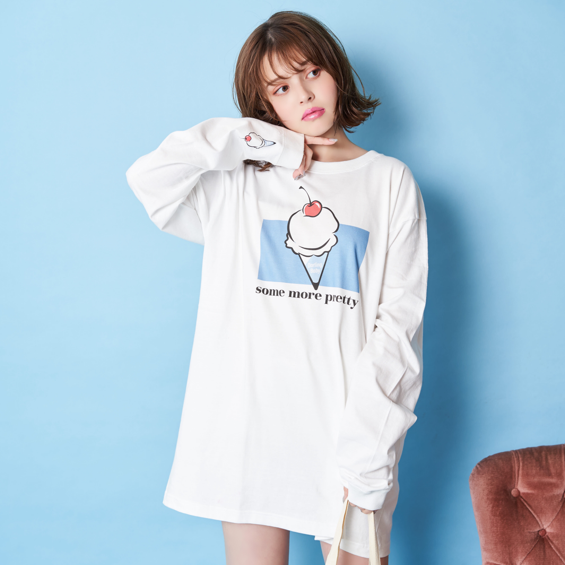 加藤ナナ着用 Darling Baby Pastel Long Tee D1168 Darlingbaby