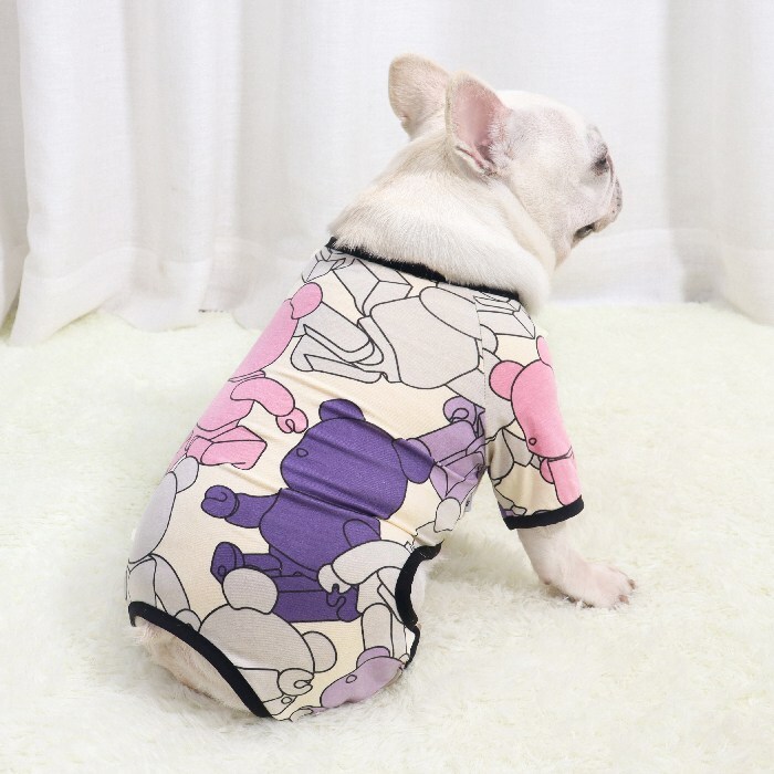 Km381op犬服 春夏 可愛い フレンチブルドッグ オールインワン 春 夏 パジャマ 犬 服 普段着 おしゃれドッグウェア いぬ 家着 日焼け防止 虫よけ 派手 Dearkm フレンチブルドック孔明