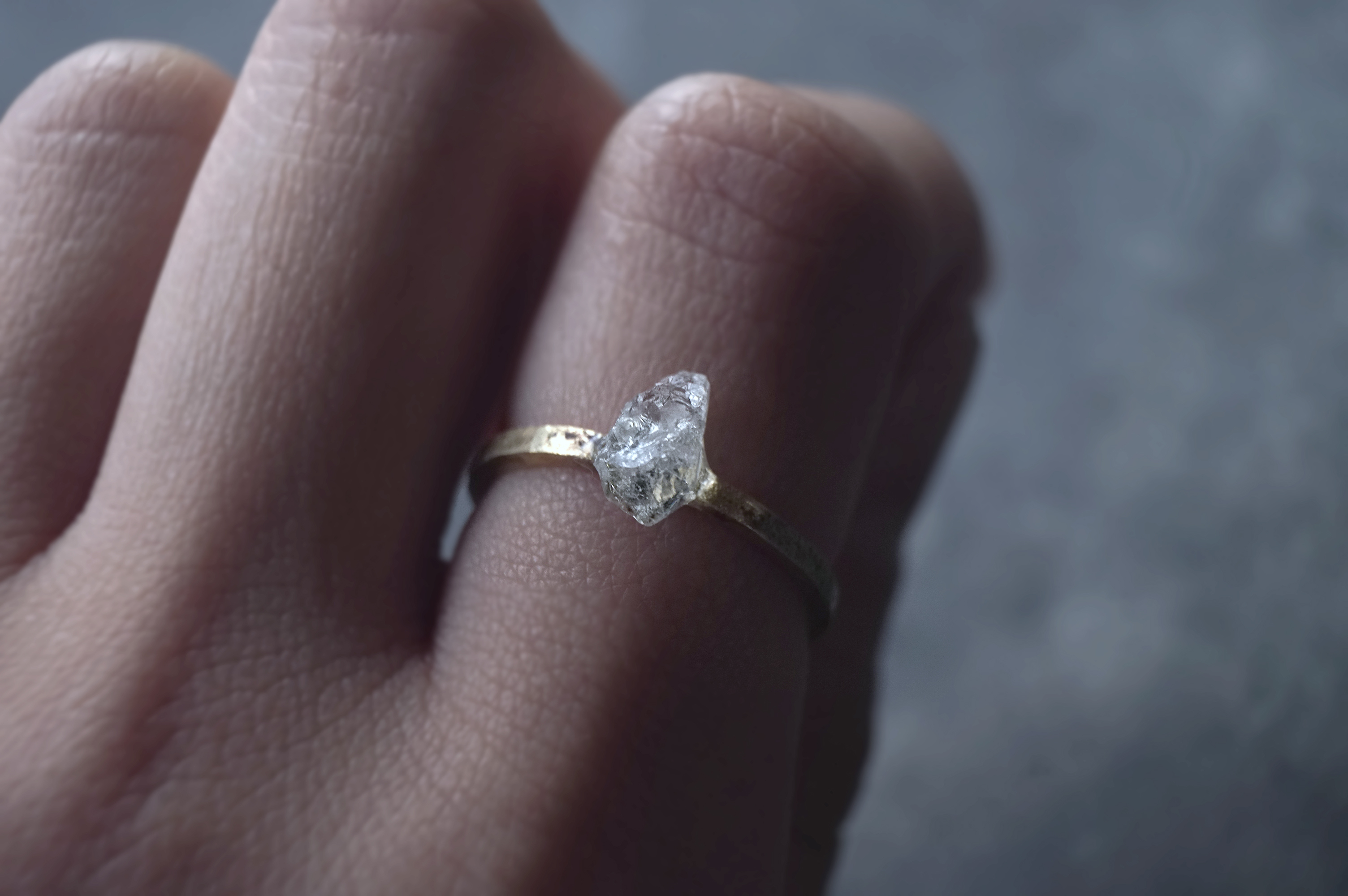 水晶の真鍮指輪 氷水晶 せつ