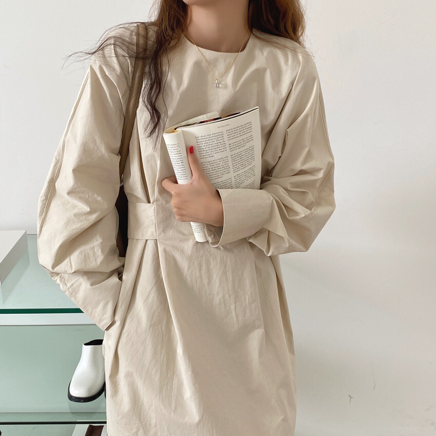 送料無料 淡色女子コーデ ナチュラルカラー シンプル ロング ワンピース Lamitte Deco トレンド 韓国ファッション ショップ