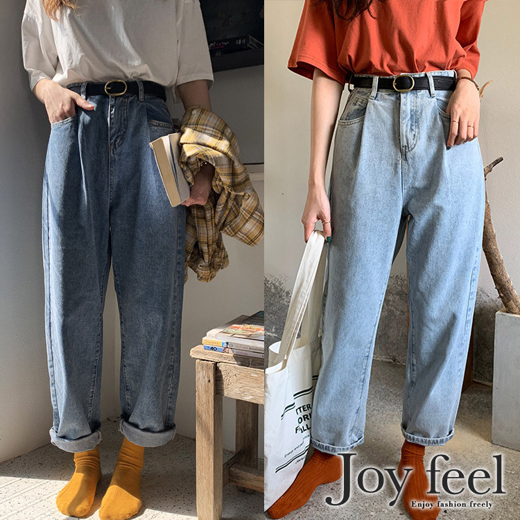 ボーイッシュスタイル ハイウエスト ギャザー デニム パンツ レディースファッション通販joyfeel ジョイフィール