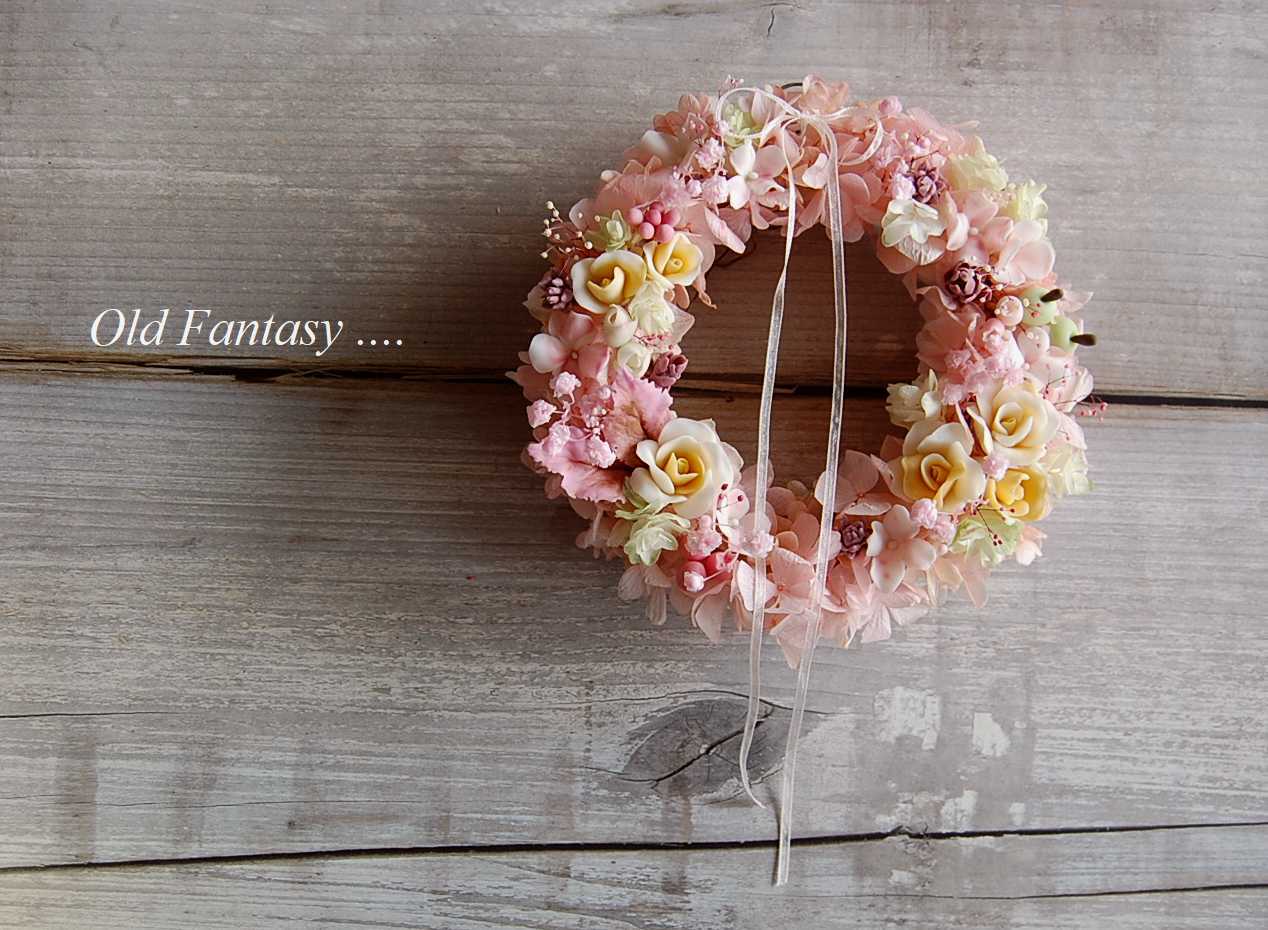 ピンクの紫陽花リース Oldfantasy