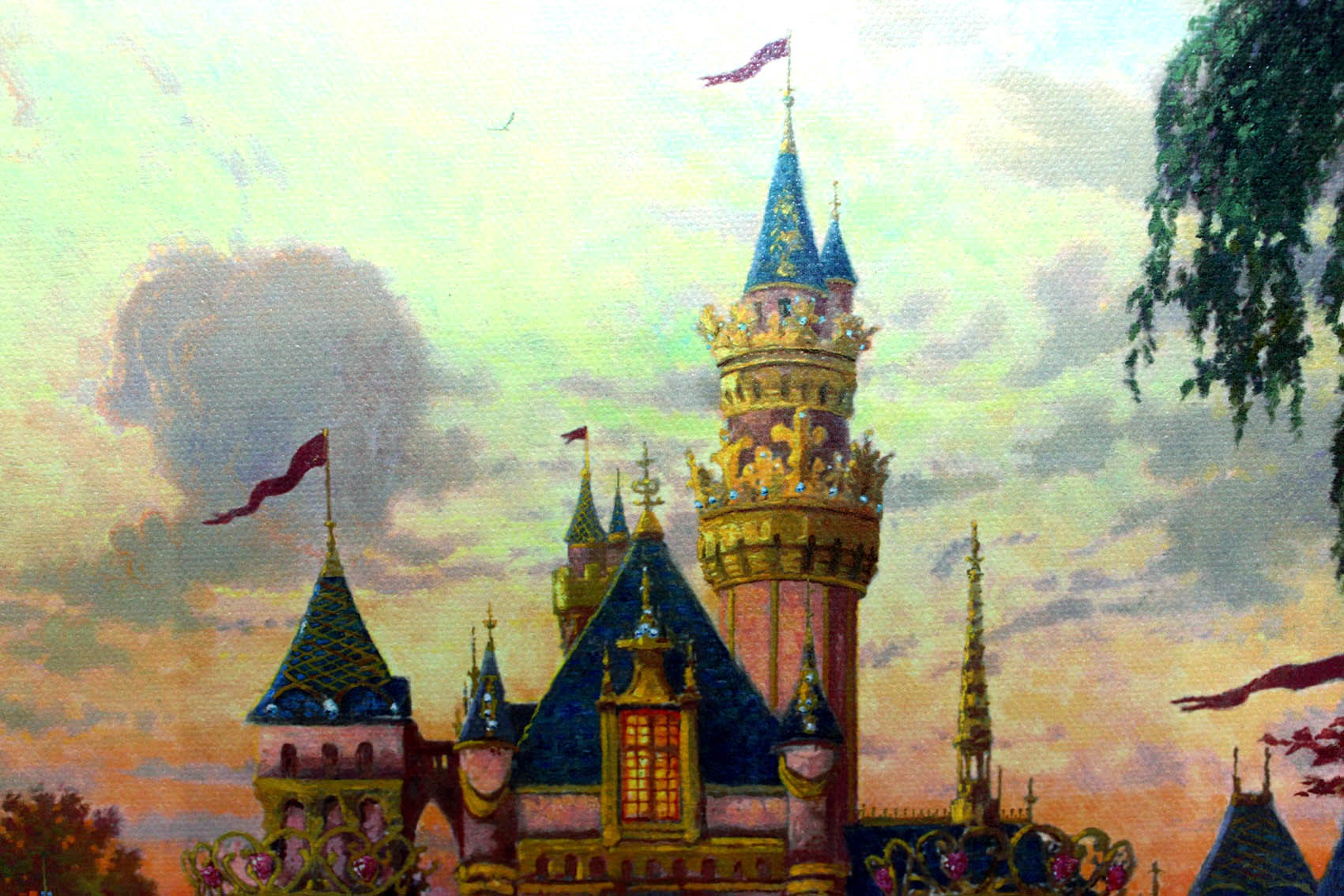 ディズニー ディズニーランド50周年記念 展示用フック付 キャンバスジークレ ディズニー絵画 ポスター
