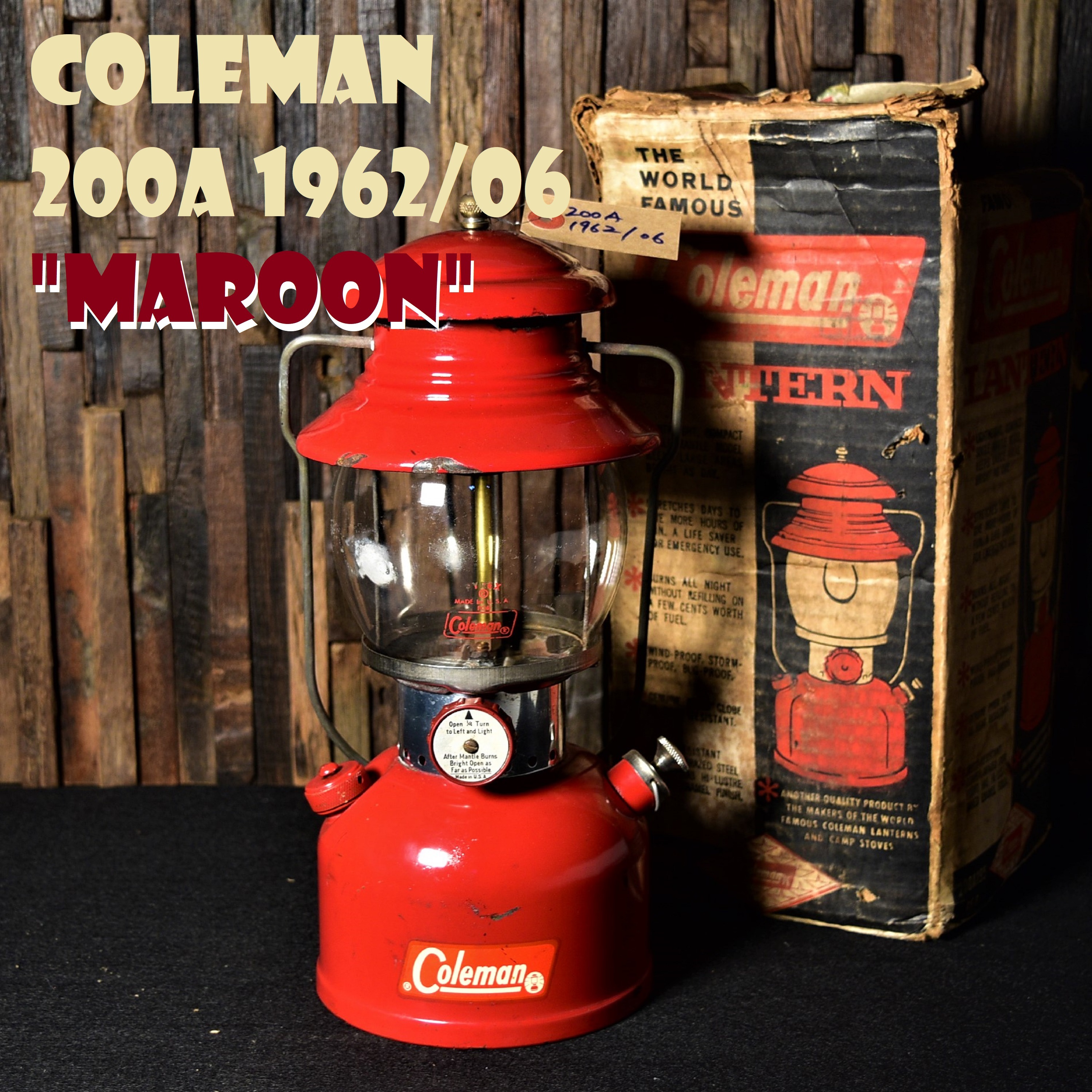 コールマン 0a 1962年6月製造 マルーン 前期型 レッドボーダー 赤枠 ランタン Coleman ビンテージ 美品 完全分解清掃 メンテナンス済み Maroon 短期間製造 希少品 レア Super Vintage Depot スーパービンテージデポ