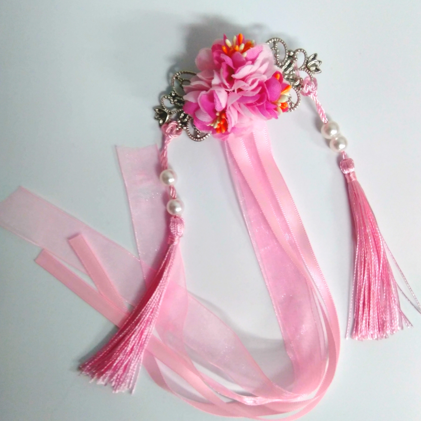 チャイナ髪飾り 牡丹ー０２ 薄桃 おもガラ庵