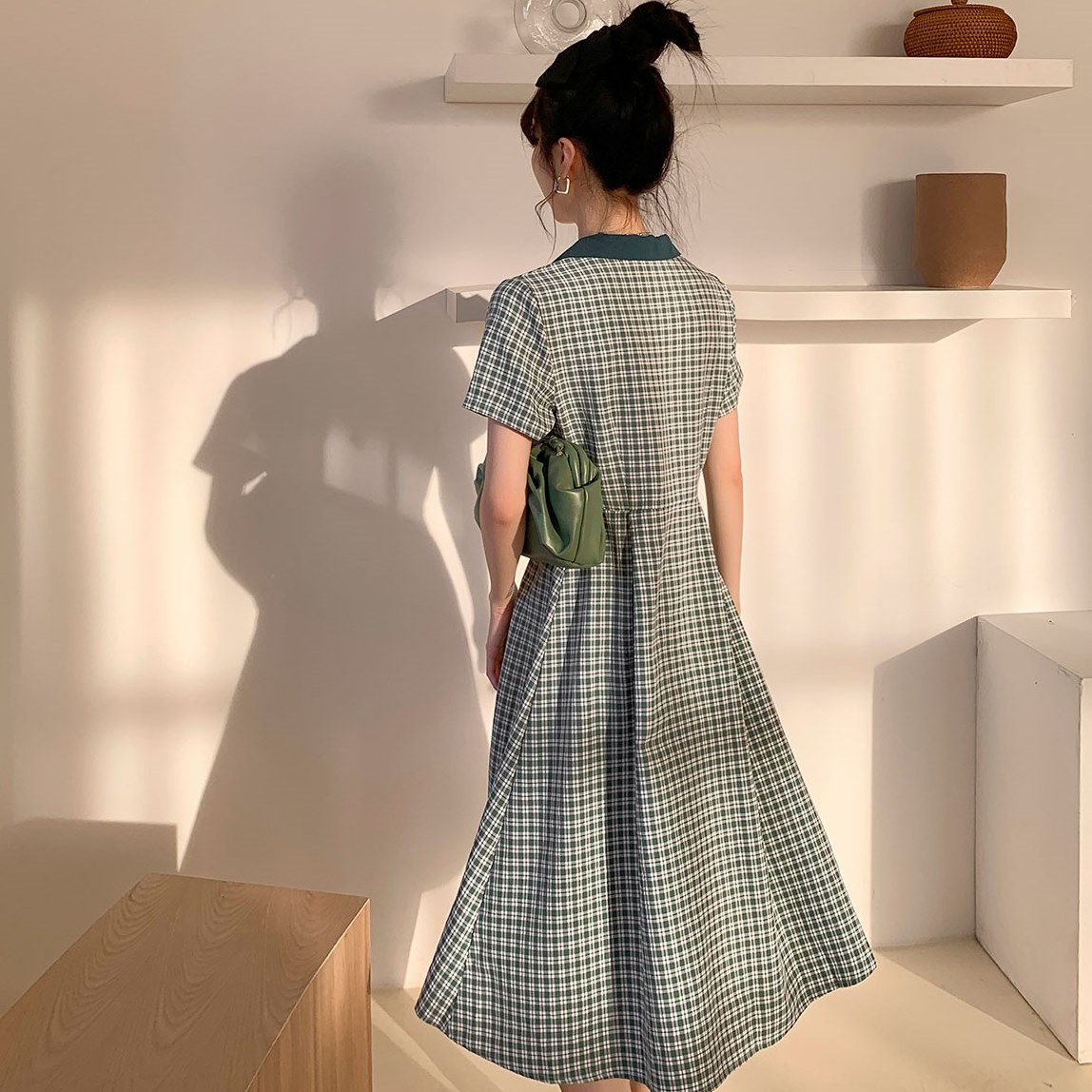 Green Check Pattern Dress グリーンチェック柄ワンピース Chervil