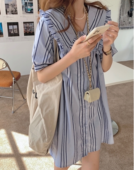 ワンピース 234 大人可愛いカジュアなフリルチュニックワンピース ｂｌｏｅｍ