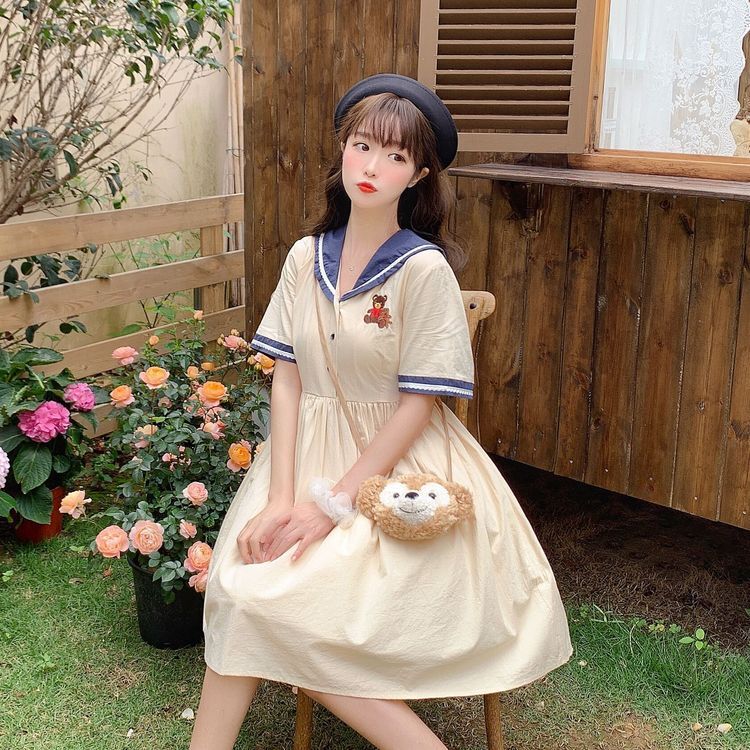 くまさん セーラー襟 双子コーデ コスプレ 学生服風ワンピース セーラーワンピース ｒ408 Rumina Select Shop