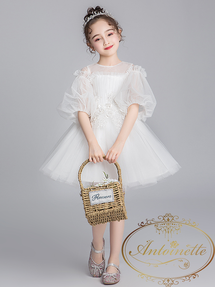 大きなパフスリーブ 天使 ワンピース 女の子 Dress Kids White Angel Puffsleeve One Piece Antoinette