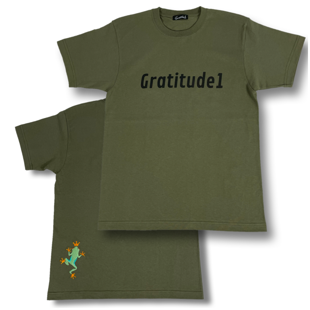 Gratitude1 Frog Logo Tシャツ アーミーグリーン Gratitude1