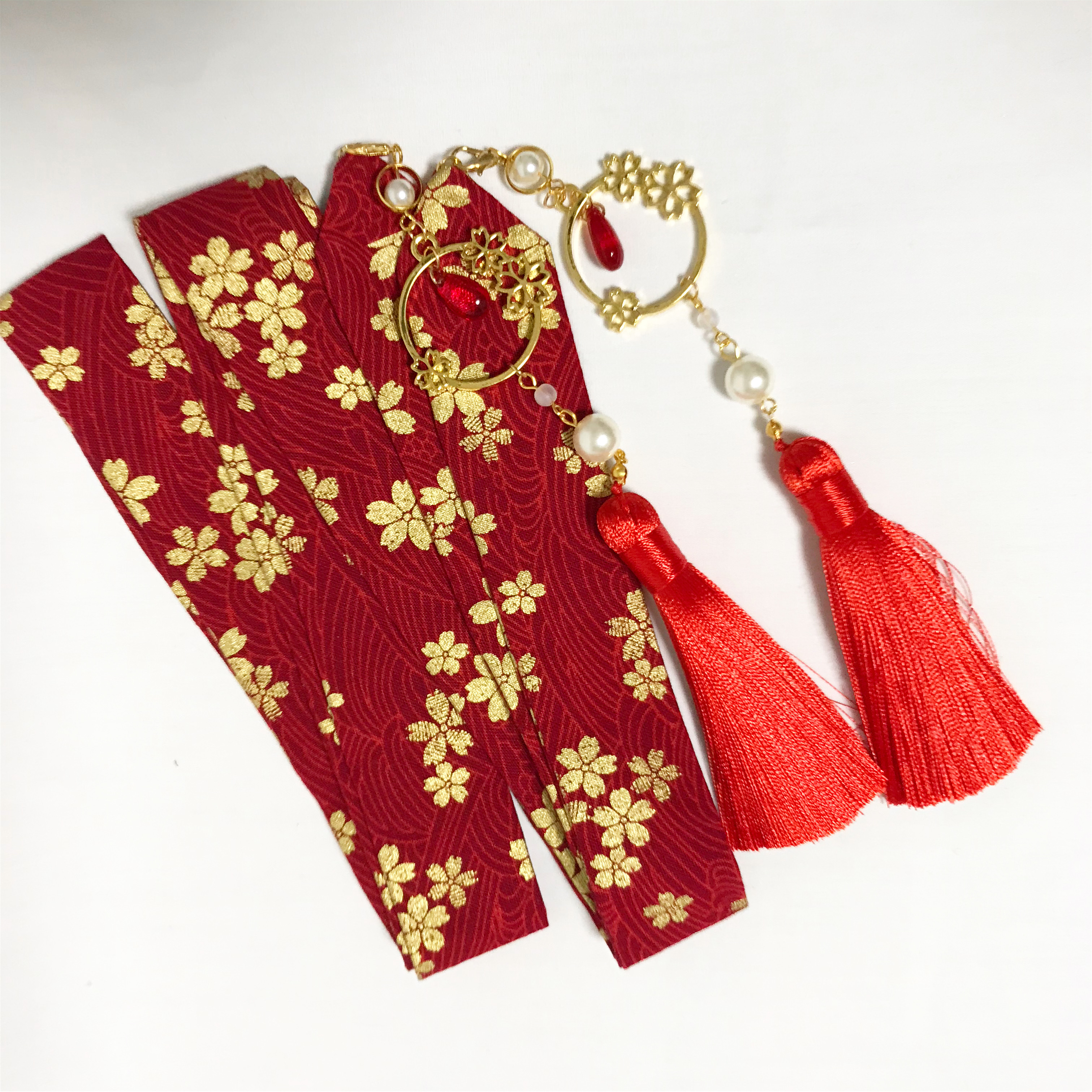 中華リボン 桜ー赤 おもガラ庵 再開しました