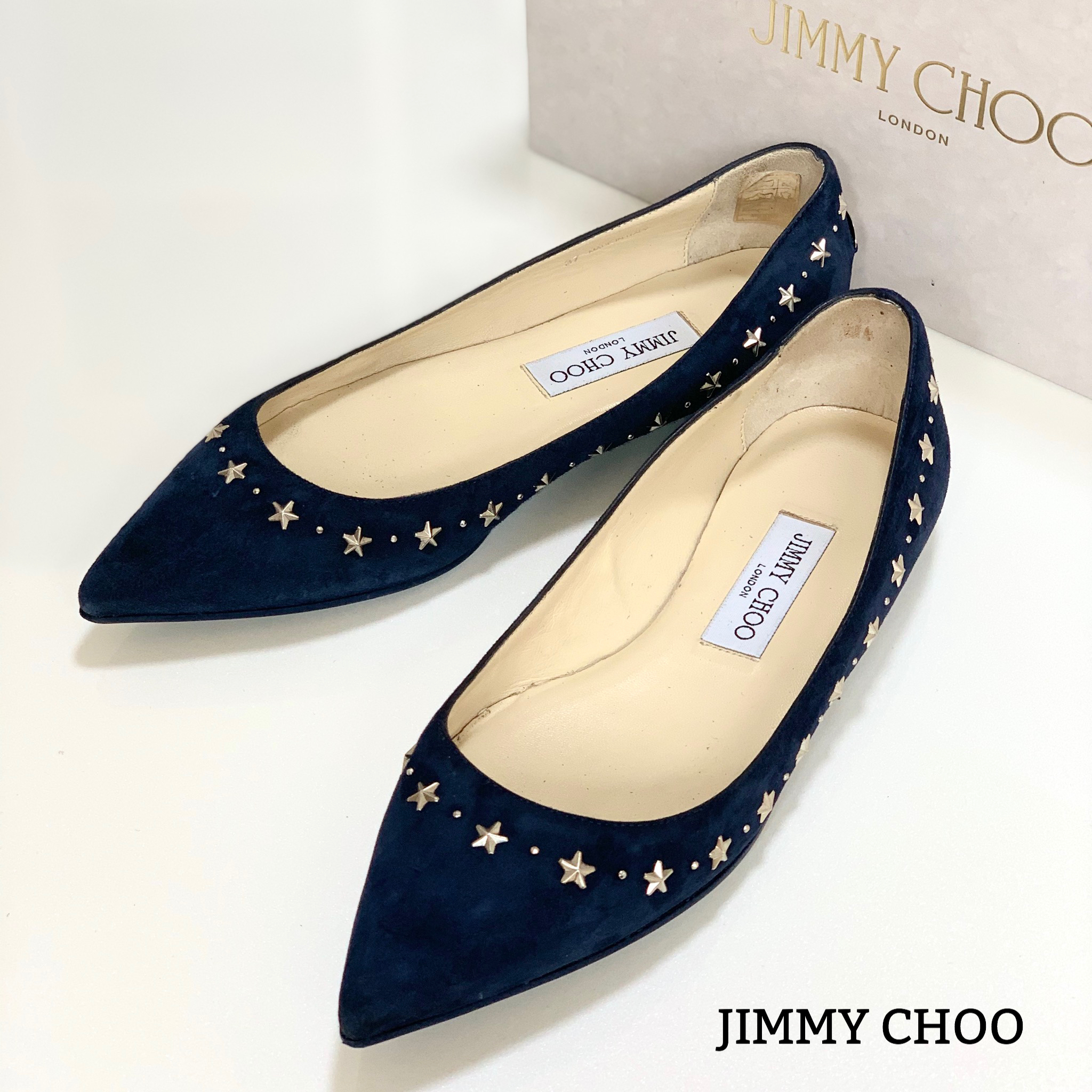 ジミーチュウ JIMMY CHOO 靴 フラット パンプス 37 ポインテッド