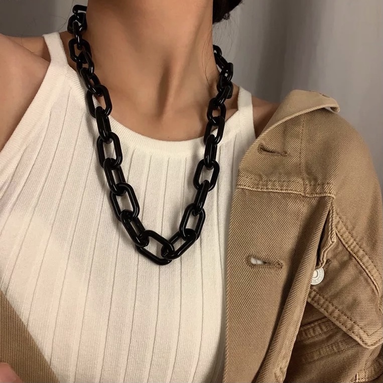 アクリルネックレス 黒 ブラック メンズ レディース 韓国ファッション Nanaru アクセサリーショップ