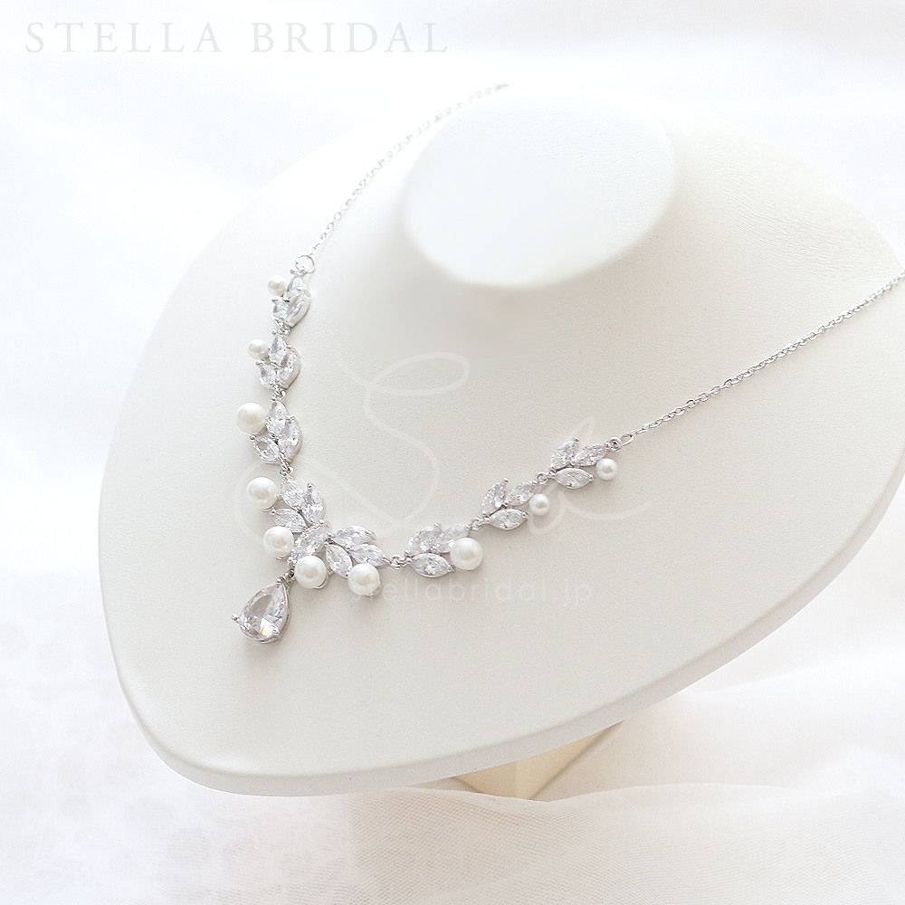 キュービックジルコニア ウェディングジュエリー セレスティア ネックレス Stella Bridal オシャレ花嫁さま御用達ウェディングアクセサリーショップ ステラブライダル