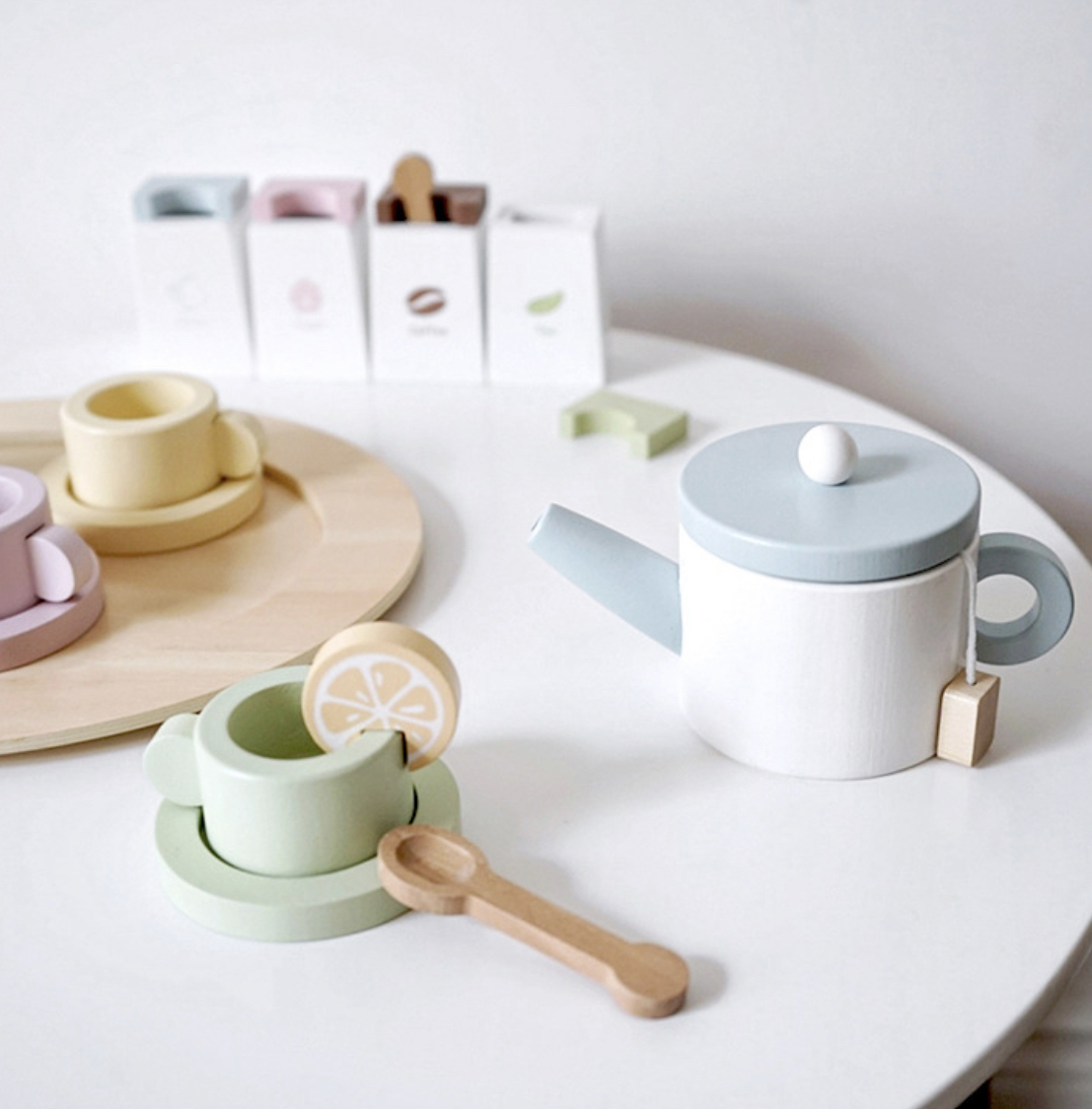 送料無料 キッズ ベビー 木製 おもちゃ 玩具 パステル ままごと アフタヌーンティー 紅茶 カフェ コーヒー 誕生日 赤ちゃん 子供 木のおもちゃ 女の子 かわいい おしゃれ くすみカラー La Preference