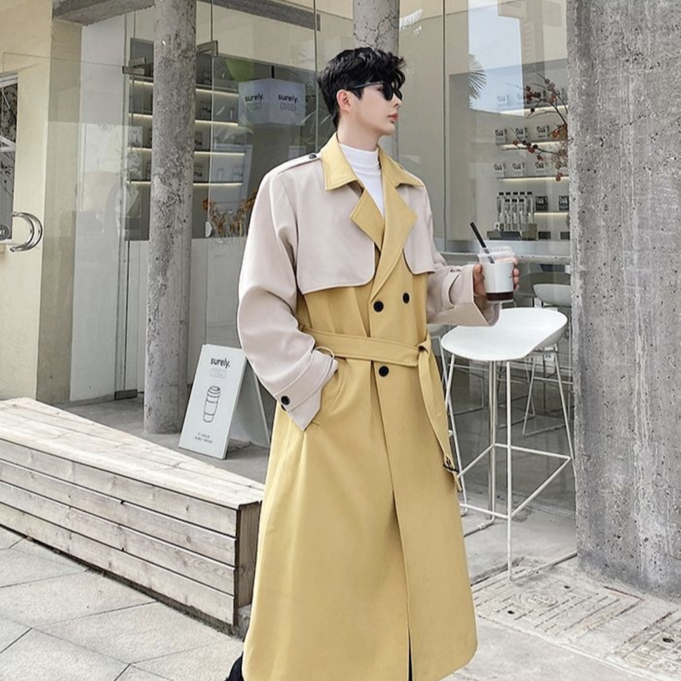 デザインプリントロングトレンチコート Al52 韓国メンズファッション通販サイト Aleum