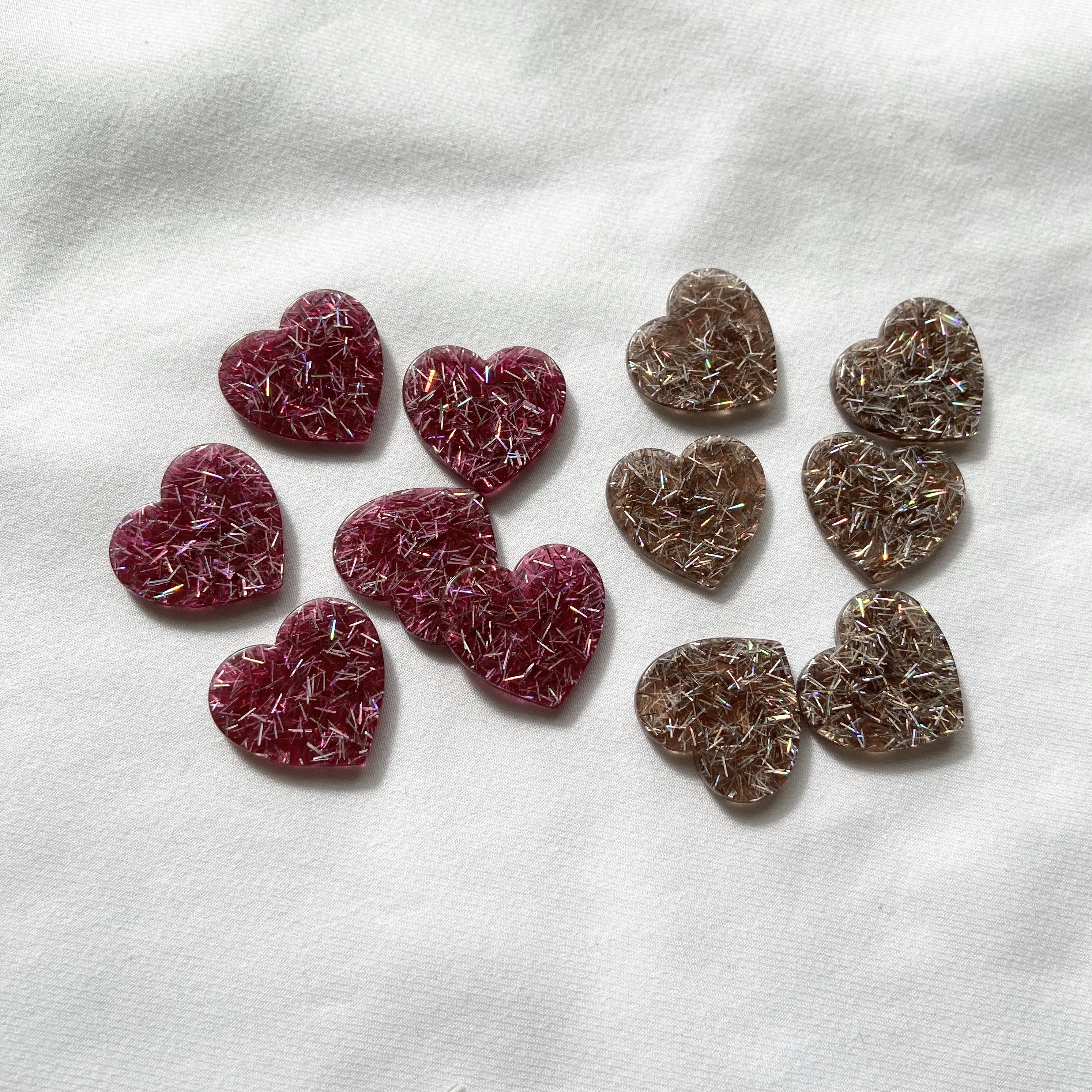 No 2447 ホログラム ハート アクリルペンダント 2個 Eclat Handmade Materials