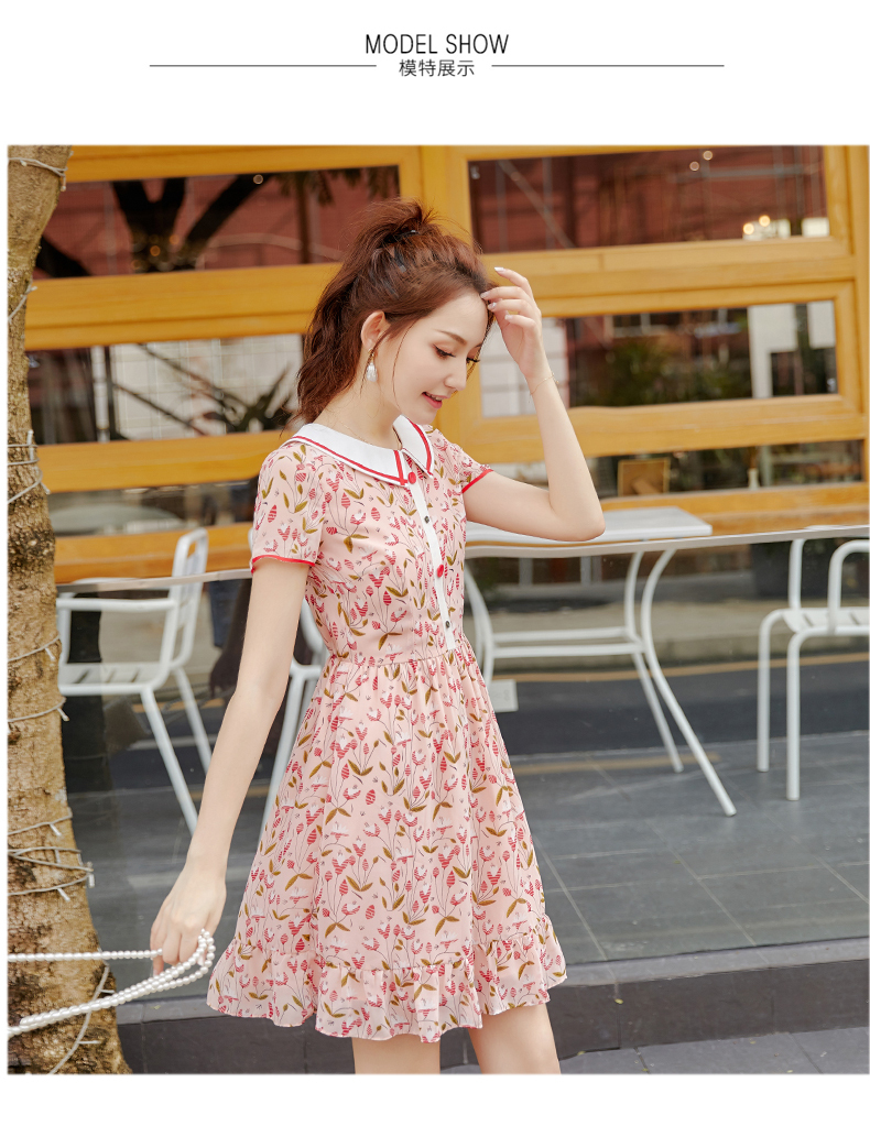 涼しげでカワイイ 夏コーデから秋まで カワイイ花柄フレンチワンピース 清楚 Aライン ひざ丈 半袖 お出かけ 韓国レディース キッズファッション Londonbridge ロンドンブリッジ