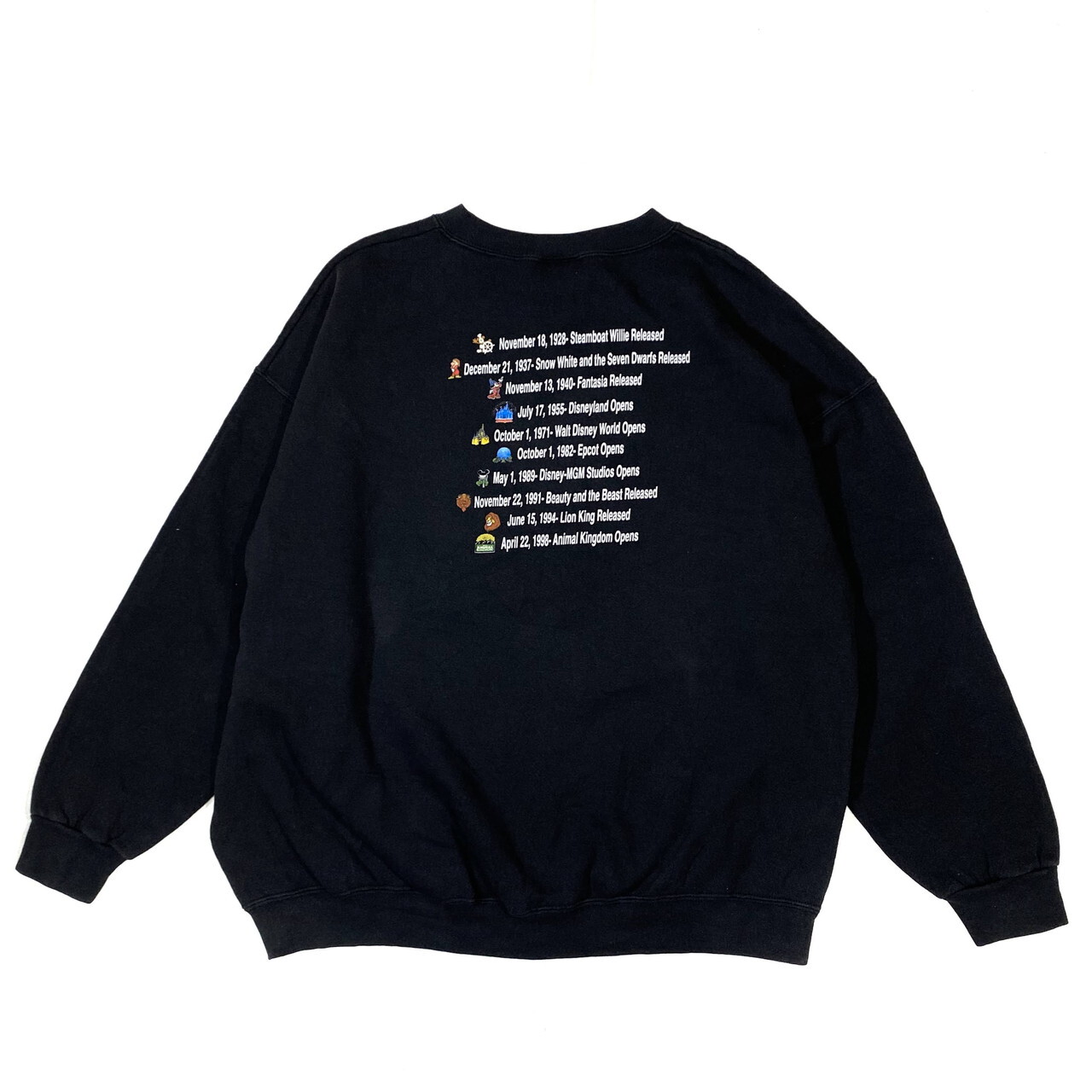 90年代 ビンテージ Walt Disney World 100周年記念 ディズニー Mickey ミッキーマウス プルオーバー スウェットシャツ キャラクタースウェット トレーナー ブラック メンズxxl レディース スウェット Cave 古着屋 公式 古着通販サイト