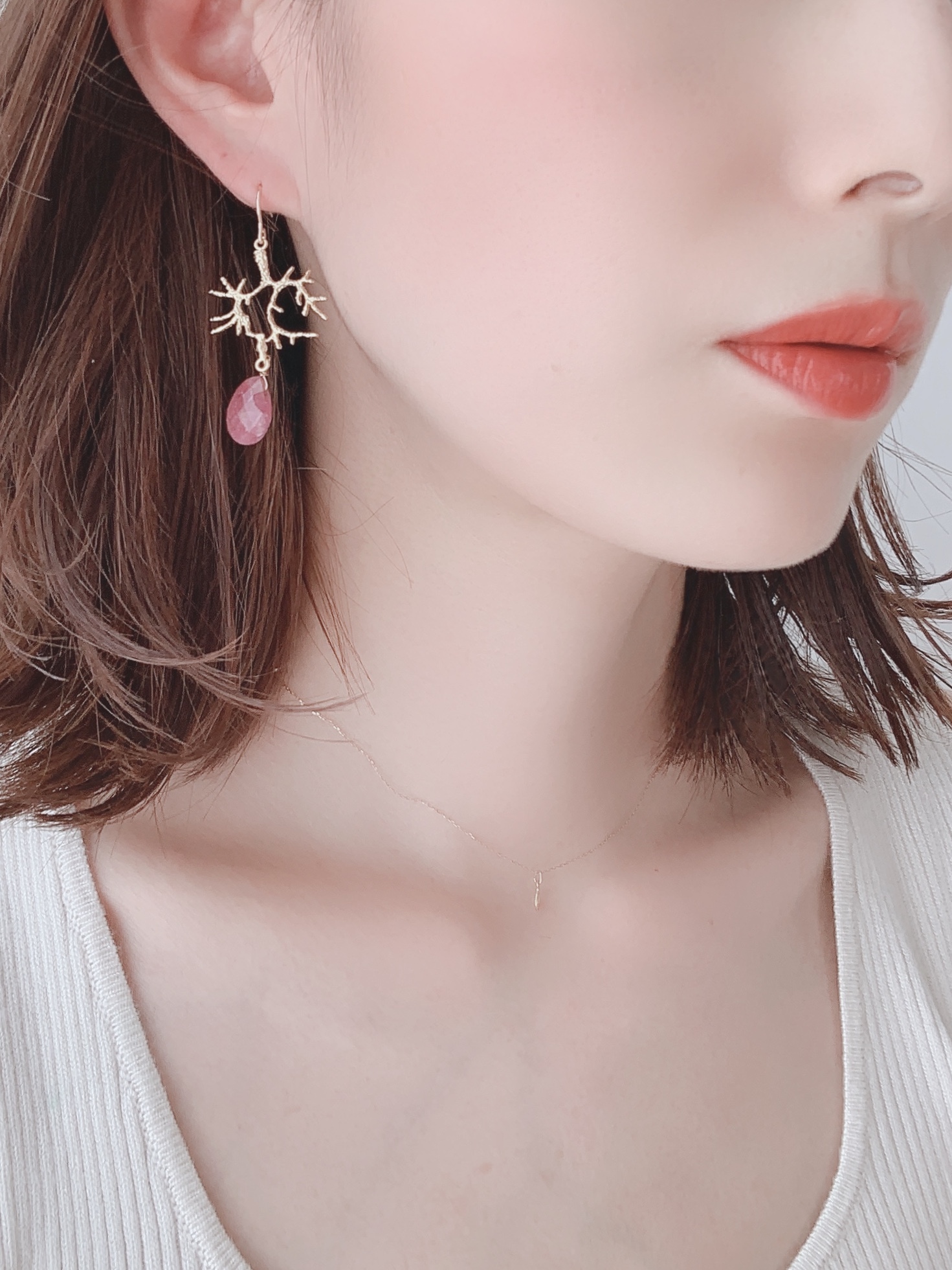 Ruby Collection 大人かわいいルビーピアス 14kgf ルビー サンゴ Melee