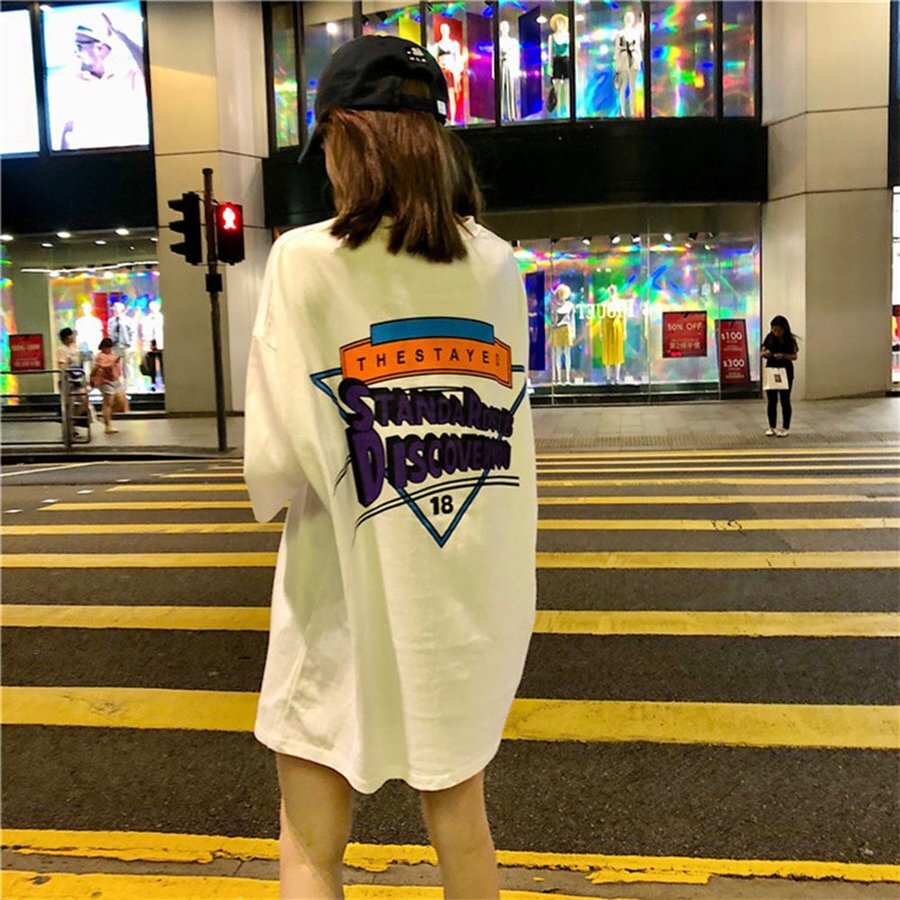 韓国レディースファッション 6503 ゆったり カジュアル 英字ロゴ オーバーサイズ Tシャツ 半袖 人気プチプラレディース 韓国ファッション新作通販 Aliceholly アリスホーリー