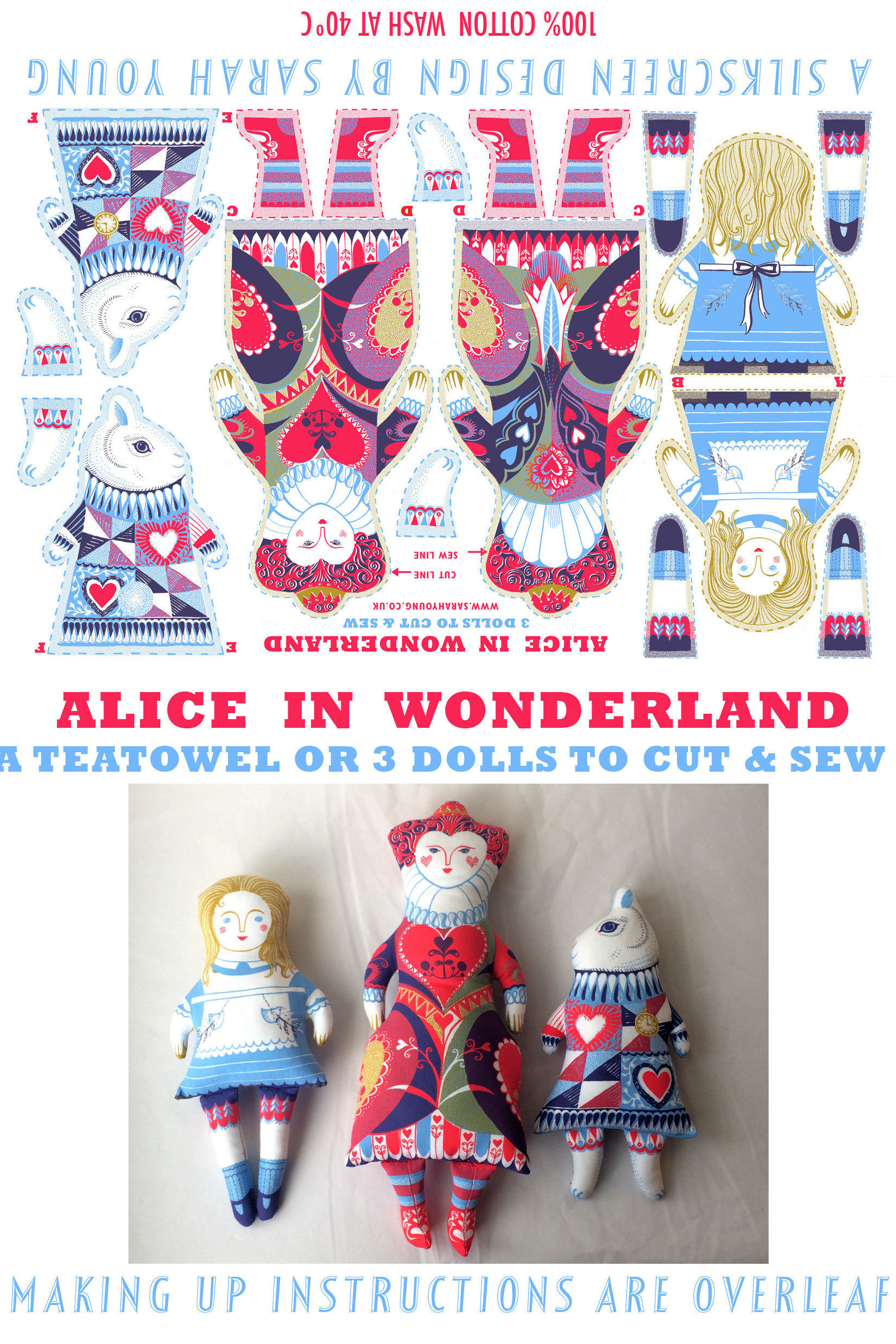 Alice In Wonderland Tea Towel Cloth Kit ぬいぐるみキット 布ポスター 不思議の国のアリス ディズニー チル 工場