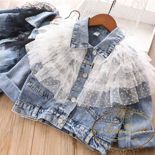 レース ジージャン 個性的 ガーリー おでかけ ジーンズ 子供 子供服 おんなのこ 女の子 ワンピース 長袖 Antoinette
