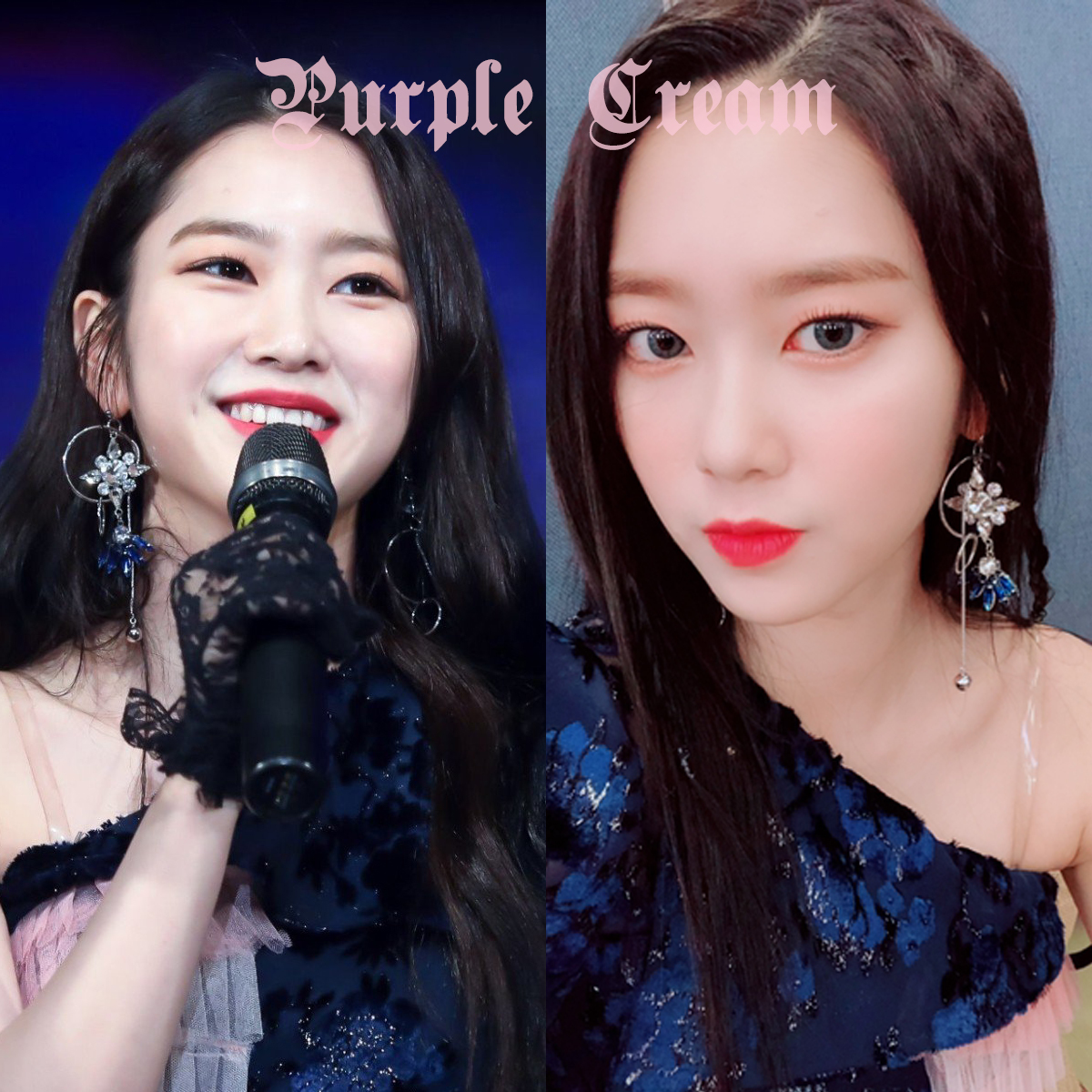 ポイントブルービジューアシメトリーピアス P211 Twice ジヒョ Ohmygirl おまごる ユア ジホ 着用ピアス Purple Cream Jewelry