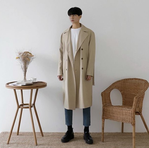 韓国メンズファッション Bw560 トレンチコート シンプル 大人 シック 無地 オーバーシルエット 韓国メンズ服 流行プチプラ韓国 メンズファッション新作通販 Buy The World